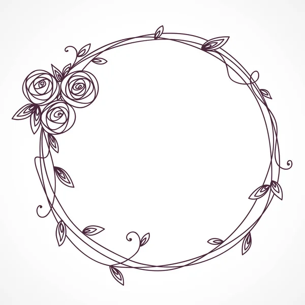 Marco floral con ramo. Corona de flores de rosas . — Vector de stock