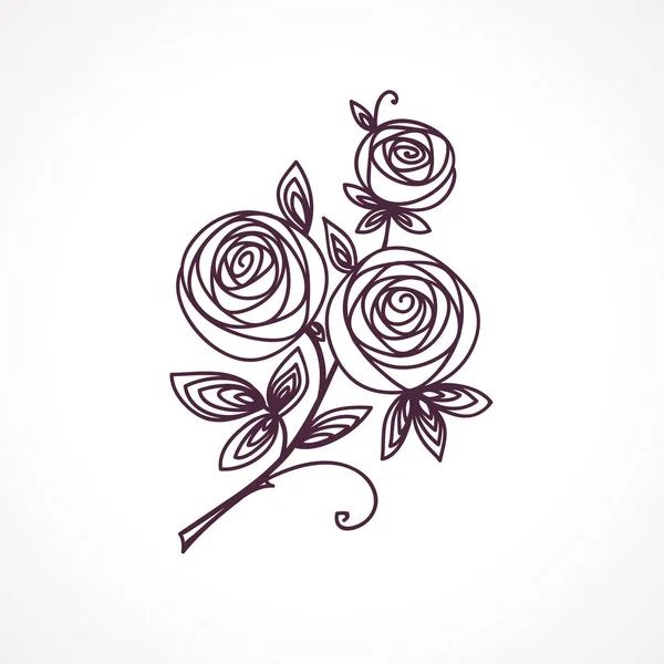 Rosas. Estilizado ramo de flores dibujo a mano. Esquema icono símbolo. Regalo para boda, tarjeta de invitación de cumpleaños. — Archivo Imágenes Vectoriales