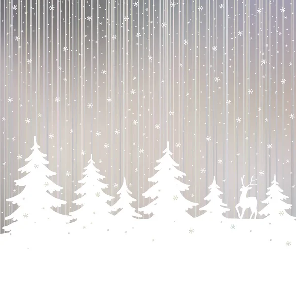 Christmas Background Winter Landscape Deer White Fairy Forest Laser Cutting — Stock Vector