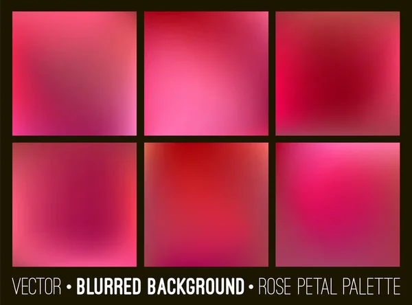 Ensemble Fond Flou Abstrait Rouge Palette Pétales Rose Éléments Conception — Image vectorielle