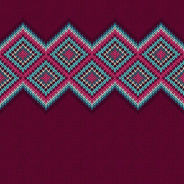 Motif tricoté sans couture avec losange. Ornement décoratif. Fond géométrique avec texture textile. — Image vectorielle