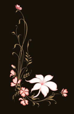 Çiçeklerin dekoratif arka planı. Zambak ile dikey çiçek deseni.