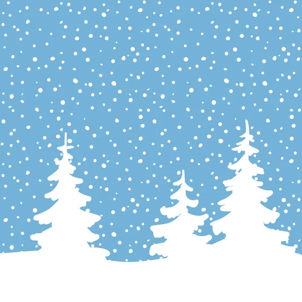 Winter Forest Christmas New Year Eve Snowfall — Stock Vector