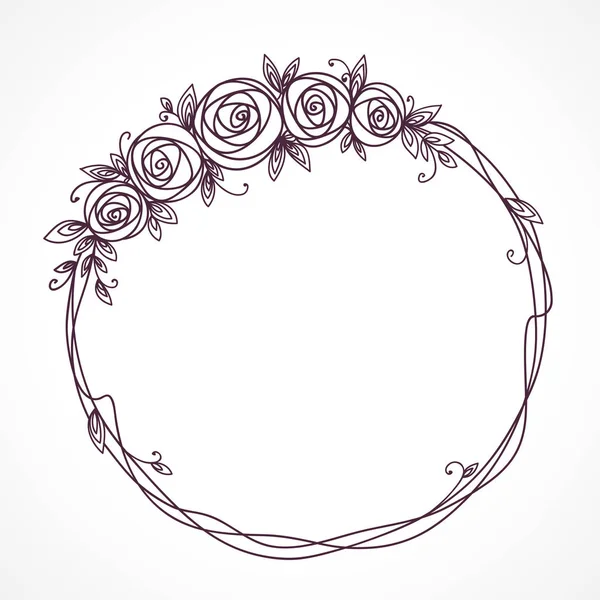 Květinový Rám Abstraktní Linie Elegantní Prvek Pro Svatbu Narozeniny Valentýna — Stockový vektor