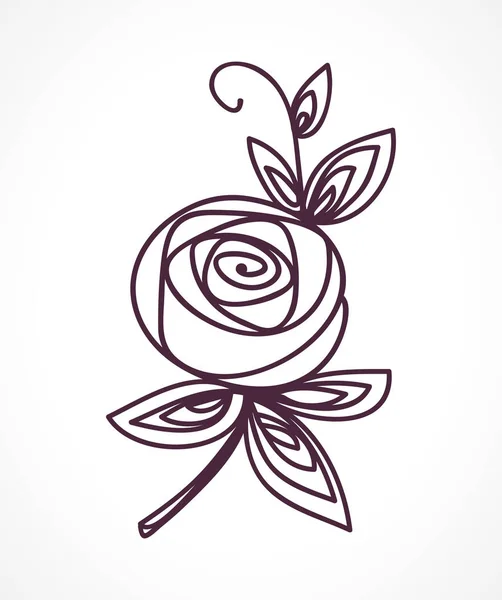 Rose. Stilisiertes Blumensymbol. Umrissenes Handzeichnungssymbol — Stockvektor