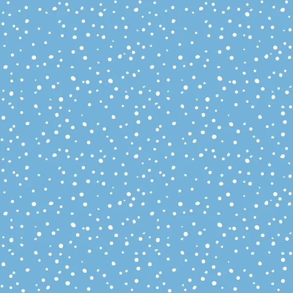 Falling snow seamless pattern. White snow and blue sky vector background. Winter snowfall — Stock Vector