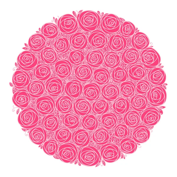 バラの花束。スタイルの花。ピンクの手描き線画 — ストックベクタ