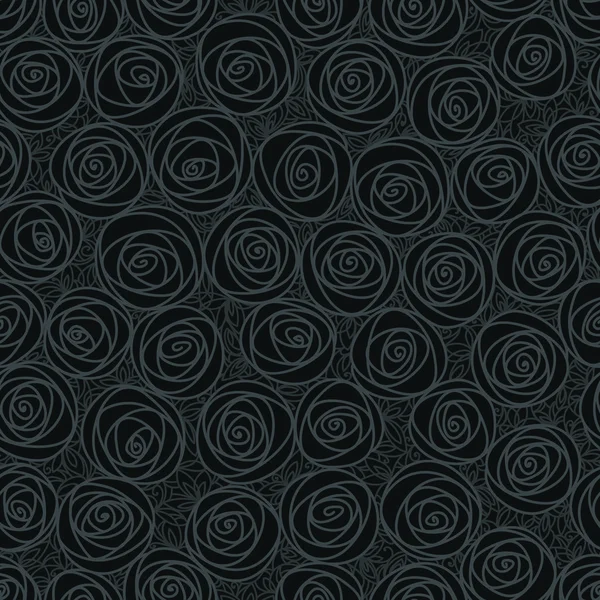 Naadloze bloemmotief. Een overzicht van gestileerde rozen. Abstracte achtergrond met zwarte bloemen. — Stockvector