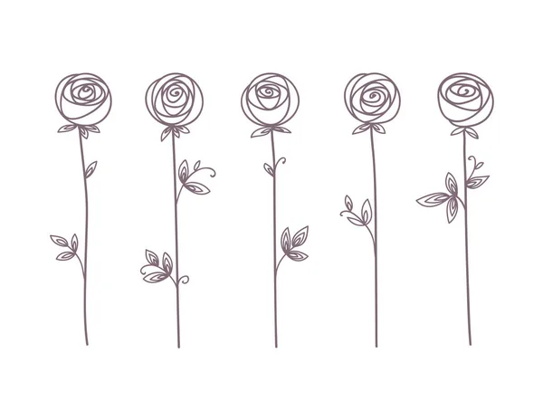 Rose... Símbolo de flor estilizado. Ícone de desenho de mão esboço —  Vetores de Stock