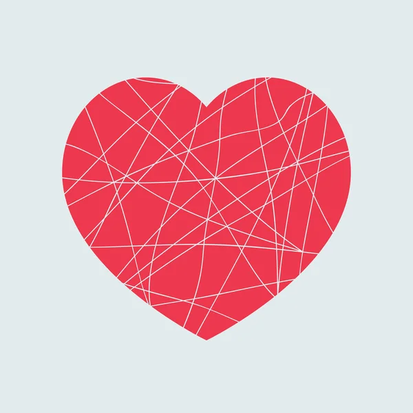 Gebrochene rote Herzform isoliert auf hellem Hintergrund. Mosaik Liebe Symbol Gestaltungselement — Stockvektor
