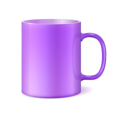 Şirket logosu yazdırmak için büyük seramik kupa. Beyaz arka plan üzerinde izole Kupası. 3D illüstrasyon vektör. Ultra mor renk 2018. Ultra mor renk 2018.