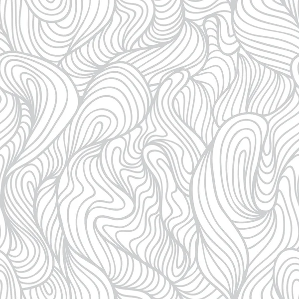 Motif abstrait sans couture dessiné à la main blanche, fond vagues — Image vectorielle