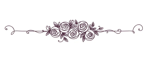 Patrón floral elegante en blanco y negro. Elemento vintage para decoración de línea de arte. Esquema de flor rosa — Vector de stock