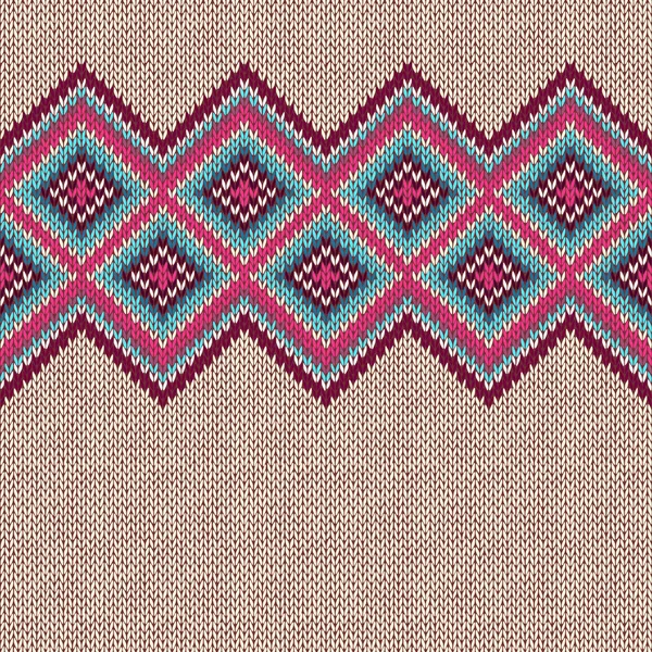 Motif tricoté sans couture avec losange. Ornement décoratif. Fond géométrique avec texture textile. — Image vectorielle