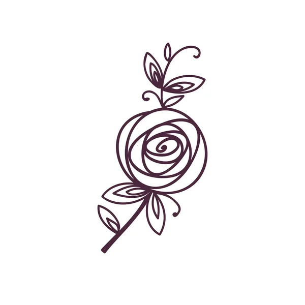 Rose ! Symbole de fleur stylisé. Aperçu icône de dessin à la main — Image vectorielle