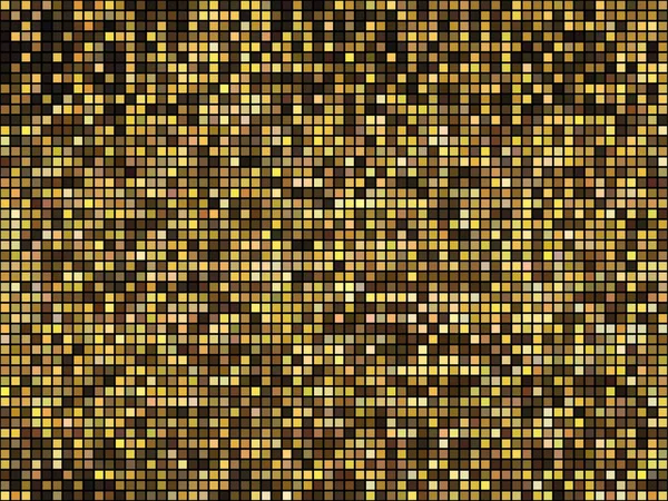 Luces abstractas doradas disco fondo. Cuadrado pixel mosaico — Vector de stock