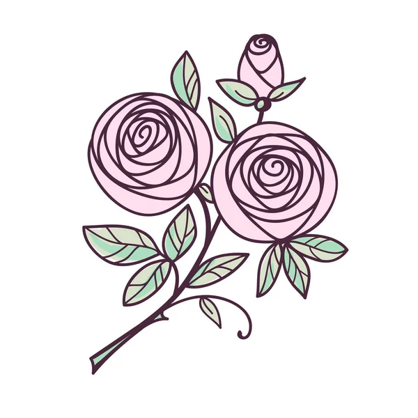Rose ! Symbole de fleur stylisé. Aperçu icône de dessin à la main — Image vectorielle