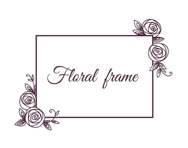 Vintage cute floral frame. Hand drawn illustration for for wedding, greeting, birthday decoration design. — Stock Vector