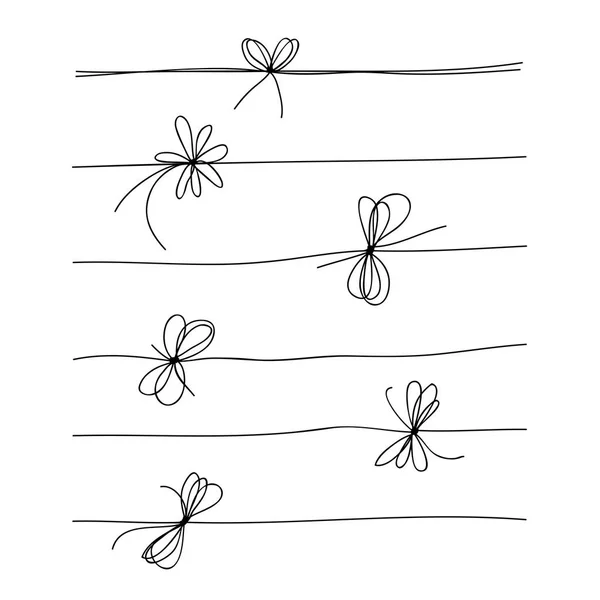 Coleção de arco de corda isolado em fundo branco. Conjunto de ilustrações vetoriais desenhadas à mão . — Vetor de Stock