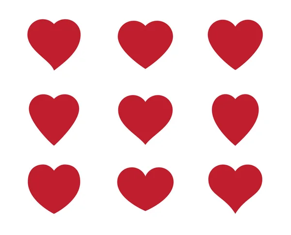Ícone coração vermelho isolado no fundo branco. Conjunto de símbolos de amor — Vetor de Stock