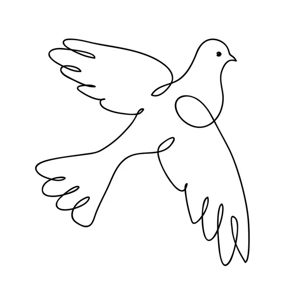 Colombe. Dessin d'art linéaire continu. Pigeon . — Image vectorielle