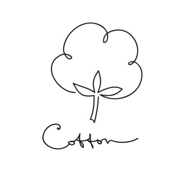 Pamuk çiçek ikonu. Devamlı çizim çizimleri. Vektör illüstrasyonu.