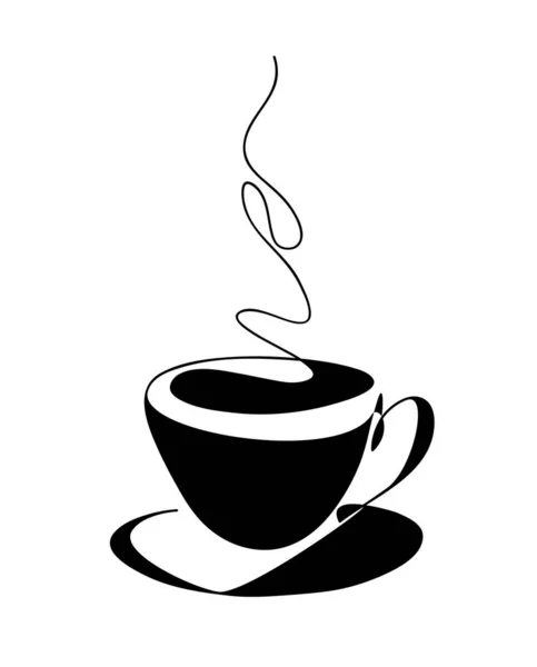 Tasse Kaffee kontinuierliche Linie Kunst Handzeichnung. Kaffeehaus — Stockvektor