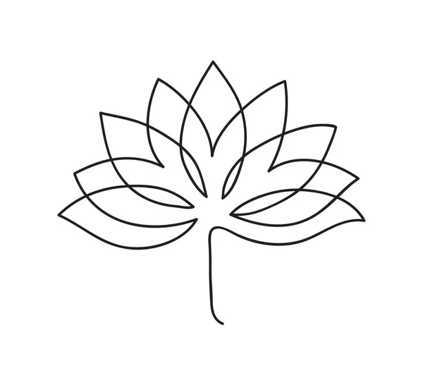 Icône Lotus. Illustration des contours du lotus. Noir et blanc dessiné à la main style art ligne — Image vectorielle