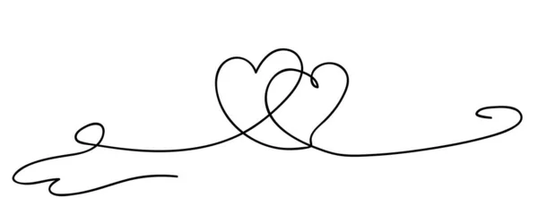 Hearts. Continuous line art drawing. Friendship concept. Best friend forever. Black and white vector illustration. — Stock Vector