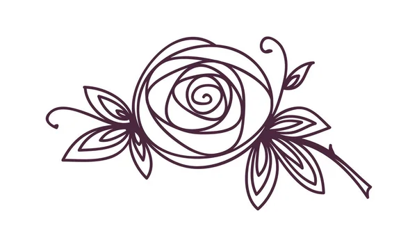 로즈. 모양이 화려 한 꽃의 상징. 오픈 핸드 드로잉 아이콘 — 스톡 벡터