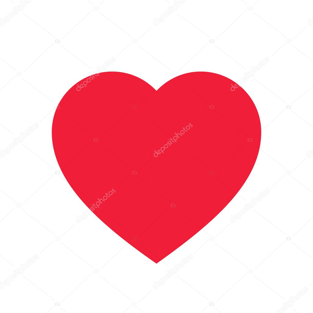Red heart Icon isolated on white background. Love symbol for web site logo, mobile app UI design. Vector illustration flat style