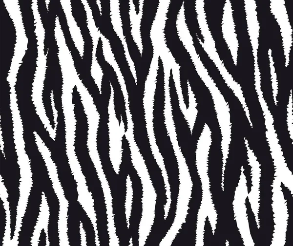 Zebra csíkok zökkenőmentes minta. Tigris csíkok bőr mintás design. Vadállat elrejteni műalkotás háttér. Fekete-fehér vektor illusztráció — Stock Vector