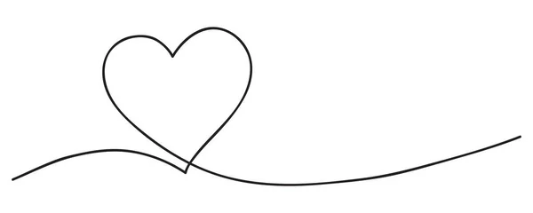 Coração. Símbolo de amor abstrato. Linha contínua arte desenho vetor ilustração — Vetor de Stock