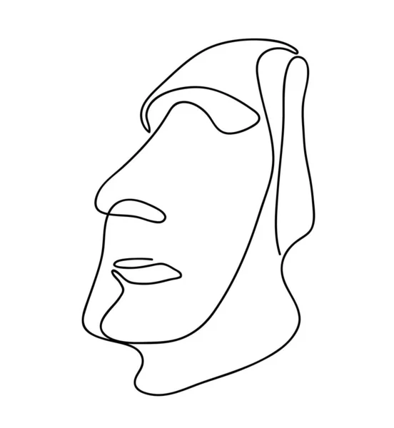 Idol, Moai Religion Anblick der Osterinsel. Reiseattraktion. Kontinuierliche einzeilige Zeichnung von Vektorillustrationen. Druckmuster modernen Stil. Abstrakte Skizzenvektorillustration — Stockvektor