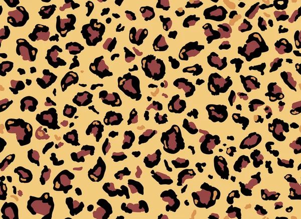 Zökkenőmentes leopárdszőrzetminta. Divatos vad leopárdmintás háttér. Modern párduc állati szövet textil nyomat design. Stílusos vektor színes illusztráció — Stock Vector