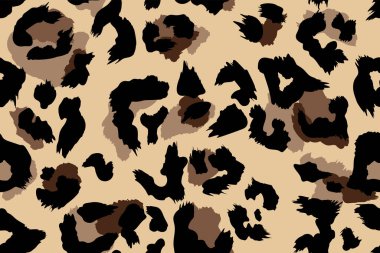 Kusursuz leopar kürkü deseni. Modaya uygun vahşi leopar desenli arka plan. Modern panter hayvan dokusu tekstil baskısı tasarımı. Tarz vektör renk resimlemesi
