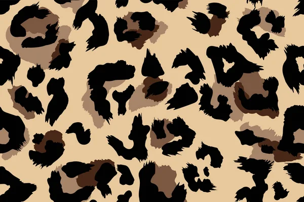 Modello di pelliccia di leopardo senza cuciture. Sfondo di stampa leopardo selvatico alla moda. Design moderno della stampa tessile del tessuto animale della pantera. Elegante illustrazione a colori vettoriale — Vettoriale Stock