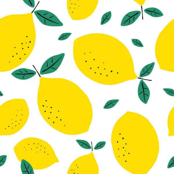 Nahtloses Muster Mit Zitronen Zitrusfrüchte Moderne Textur Auf Weißem Hintergrund — Stockvektor
