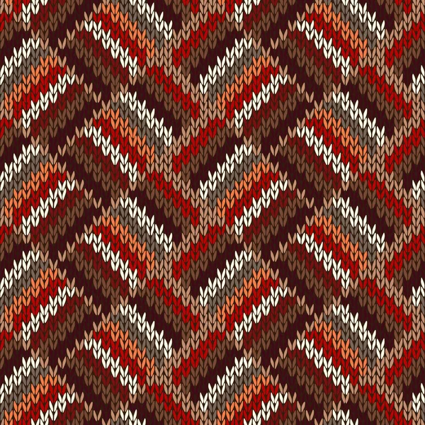 Motif Tricoté Sans Couture Tricot Classique Rouge Blanc Ornement Brun — Image vectorielle