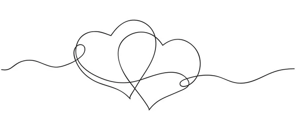 Hearts. Continuous line art drawing. — Stock Vector