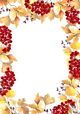 Suluboya botanik illüstrasyon. Sonbahar yaprakları, parlak turuncu yapraklar. Düğün davetiyesi. Tebrik kartı. Düğün süsleri. Altın çerçeve, kompozisyon. Sonbahar yaprakları, hasat. Sonbahar tatilleri. Düğün tasarımı için şablon. Mutlu Helloween.