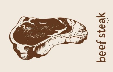 Sığır eti biftek vektör çizim, elle çizilmiş