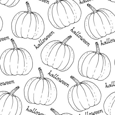 Cadılar Bayramı desen, elle çizilmiş vektör arka plan ile kabak