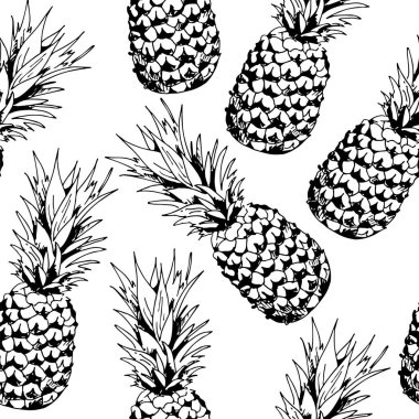 Ananas vektör Dikişsiz desen beyaz arka plan üzerinde