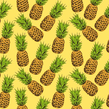 Ananas vektör seamless modeli, tropikal arka plan