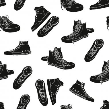 Sneakers kroki vektör deseni, aktif ayakkabı dikişsiz arka plan