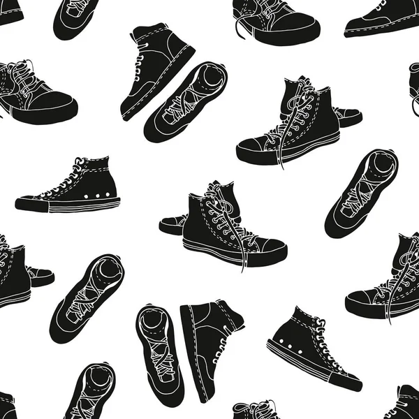 Sneakers kroki vektör deseni, aktif ayakkabı dikişsiz arka plan