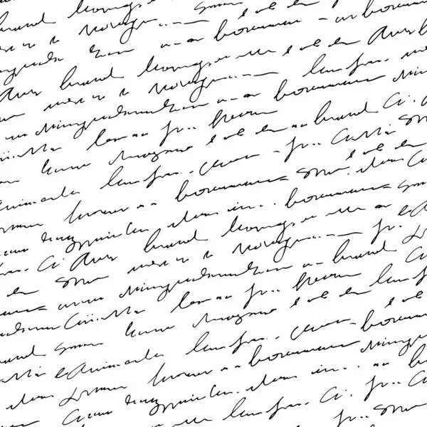 Padrão Sem Emenda Texto Abstrato Manuscrito Vetor Fundo Script Monocromático —  Vetores de Stock