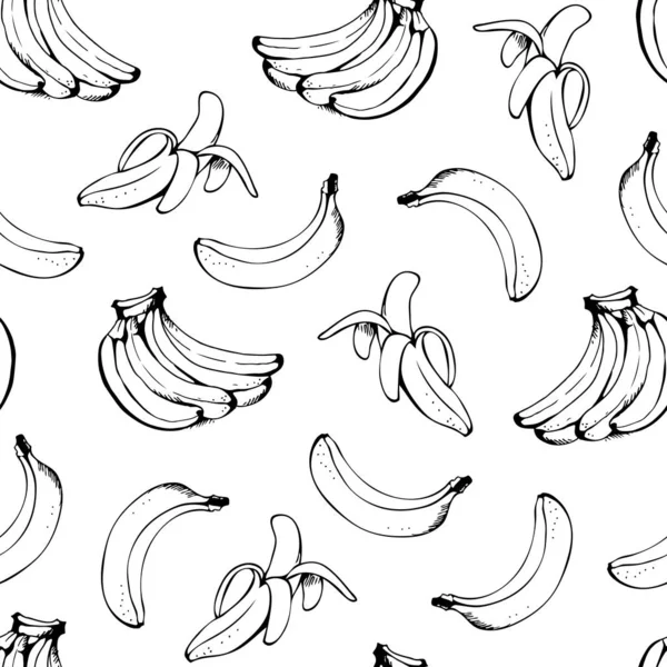 Banaan Naadloze Patroon Vector Achtergrond Met Gele Bananen Voor Hawaiian — Stockvector