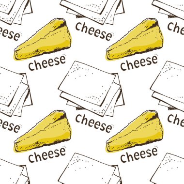 Peynirsiz vektör deseni, elle çizilmiş kusursuz arka plan.
